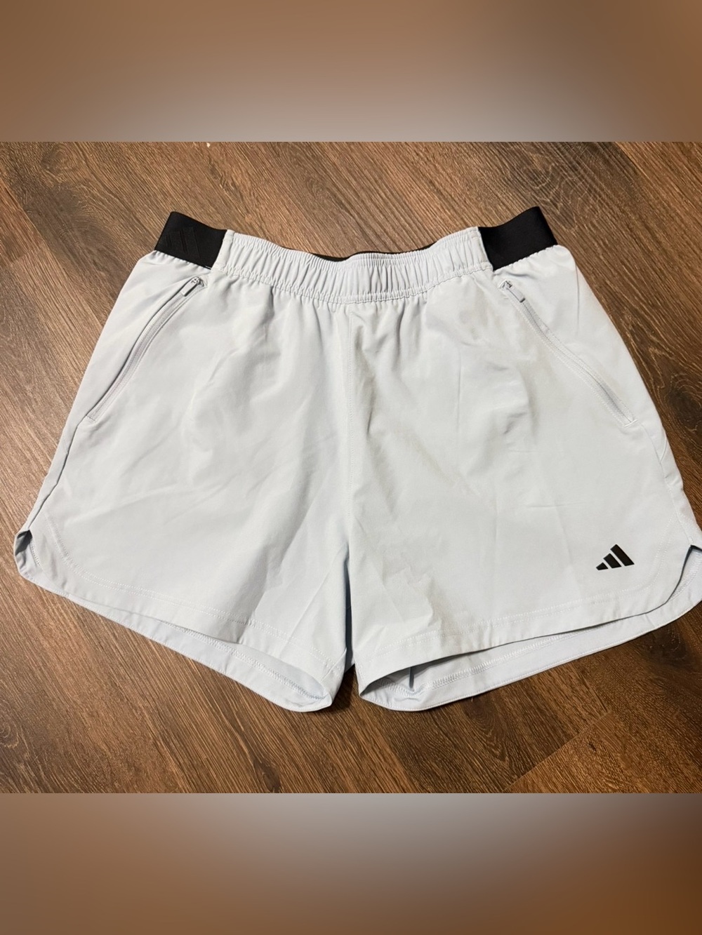 Men’s Adidas Light Blue Training Shorts with Black Waistband Sz Large